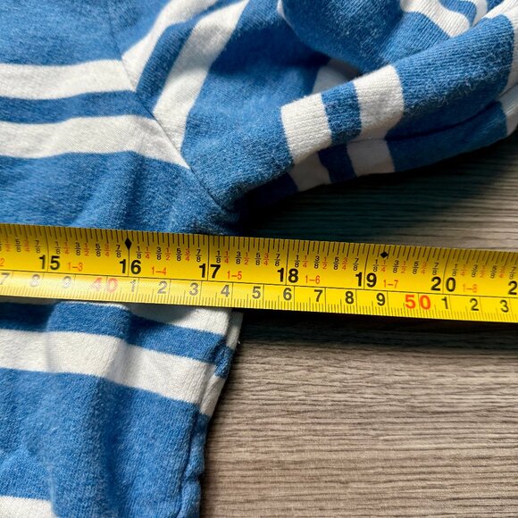 L.L. Bean Women's Soft Cotton Rugby Hoodie - Blue/White - Picture 5 of 6